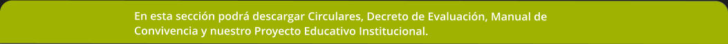 En esta sección podrá descargar Circulares, Decreto de Evaluación, Manual de Convivencia y nuestro Proyecto Educativo Institucional.